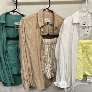 BUNDLE: 3 linen short sets-Button-Up Shirt with Shorts